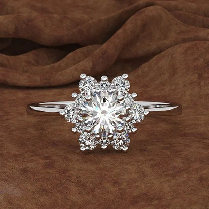 Creative Snowflake Zircon Women'S Ring Gold Color Rose Gold Color and Silver Col