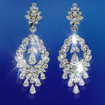 Diamond Drop Earring 22.52 carats of diamond F G VS diamonds 18k white gold