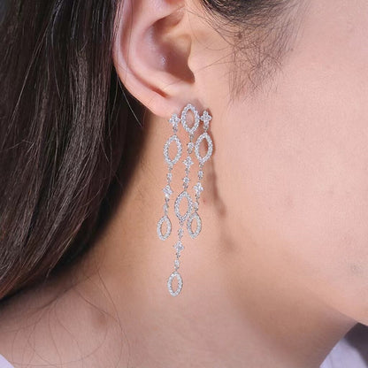 New Fashion Real Solid 10K Gold Moissanite Drop Earrings for Women Elegant