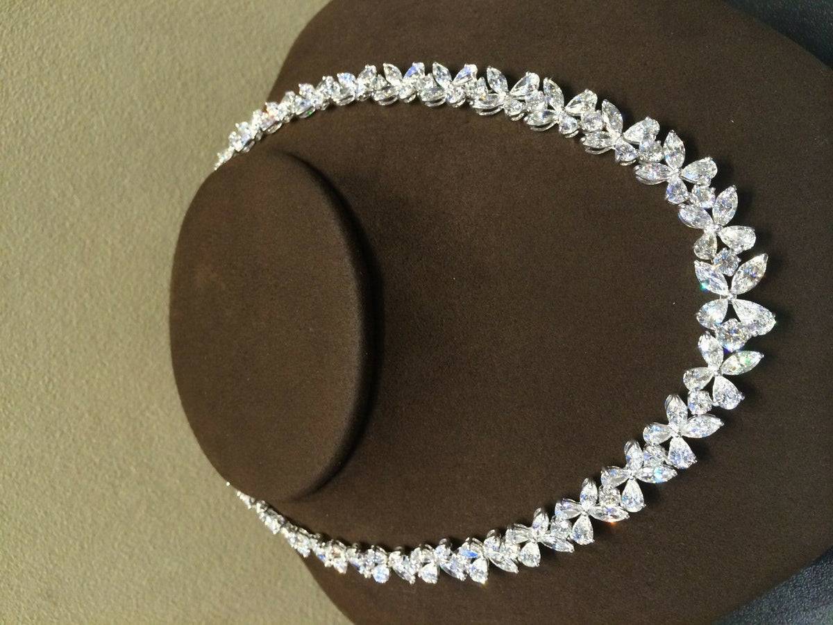 DIAMOND NECKLACE 35 ROUND 70 PEAR 70 MARQUISE SHAPE DIAMOND CHOKER SET NECKLACE