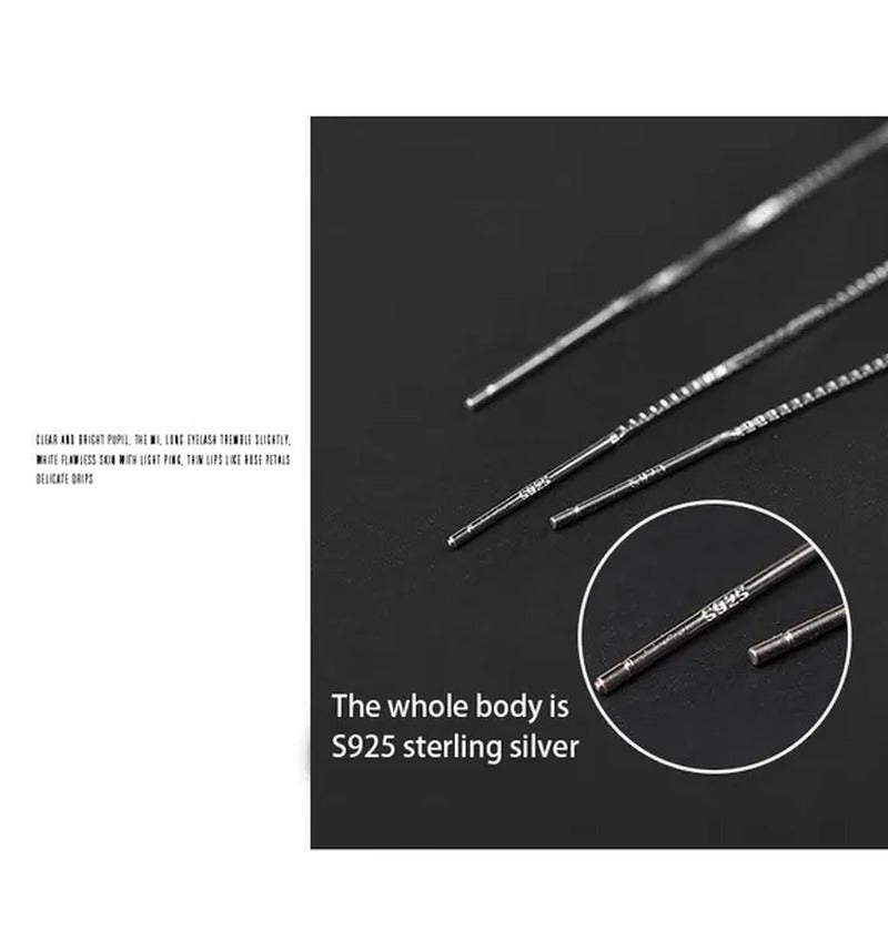 Minimalist Women'S Earline Earrings 925 Sterling Silver Long Chain Earrings, Wom