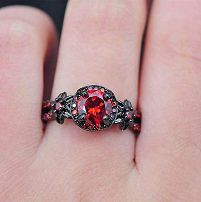 Duan Finger Rings White Fire Opal CZ Fashion round Red Ruby Ring Women'S 10KT Bl