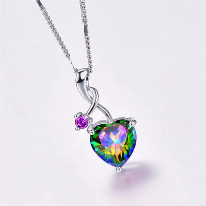Heart - Shaped Gem Pendant Set with Diamond Simple Original Necklace Ring Neckla