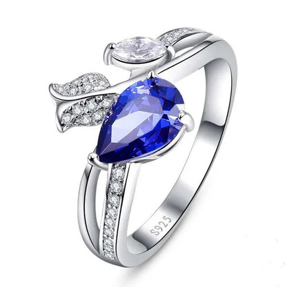 6*9Mm Pear Cut Sapphire & Ruby 925 Sterling Silver Jewelry Vintage Wedding Engag