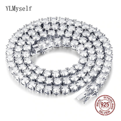 100% Guarantee Real 925 Sterling Silver 41/45/51/56/61CM Tennis Necklace 3/4Mm