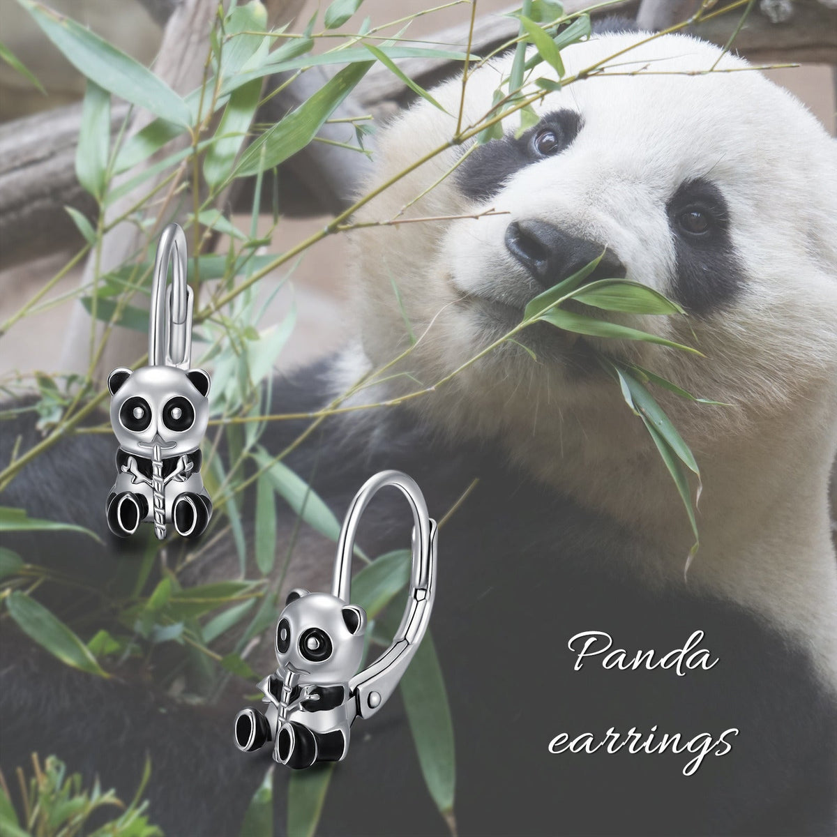 Panda Hoop Earrings 925 Sterling Silver Small Huggie Hoop Animal Earrings for Se