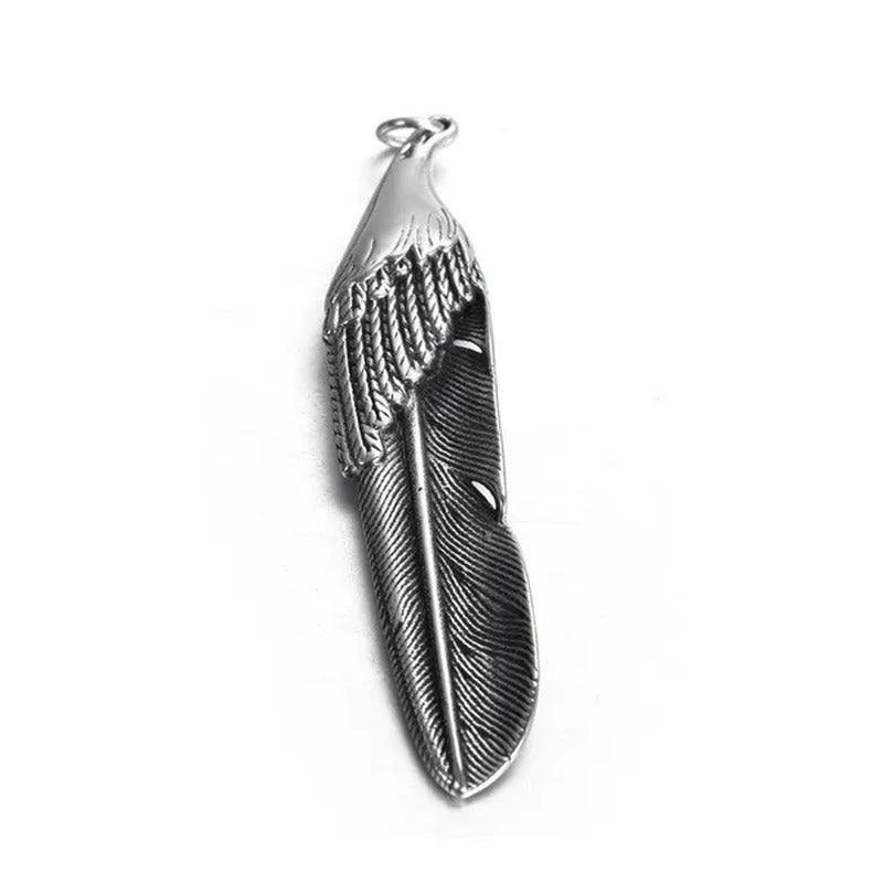 Jewelry Creative Ruby Feather Pendant Stainless Steel Necklace Ins Titanium St