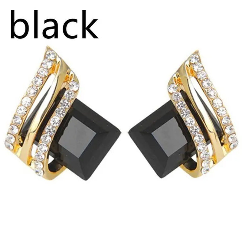 Fashion Temperament Women'S Cubic Zirconia Earrings Large Red Zircon Stud Earrin