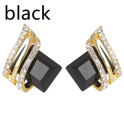 Fashion Temperament Women'S Cubic Zirconia Earrings Large Red Zircon Stud Earrin