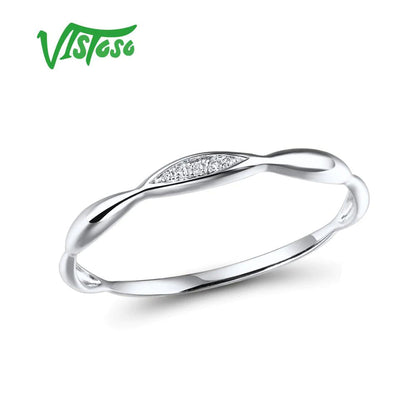 Gold Rings for Women Genuine 14K Yellow/White Gold Ring Shiny Diamond Promise