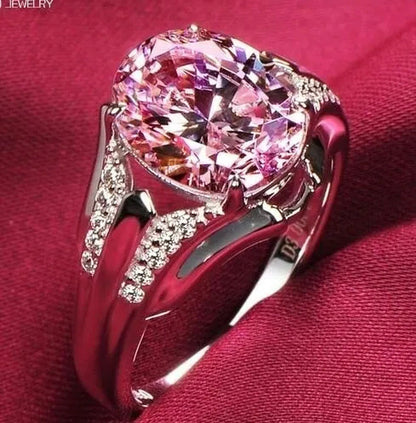 Rings Women Pretty 925 Sterling Silver Pink Sapphire & Gemstone Ring Size 6 7 8