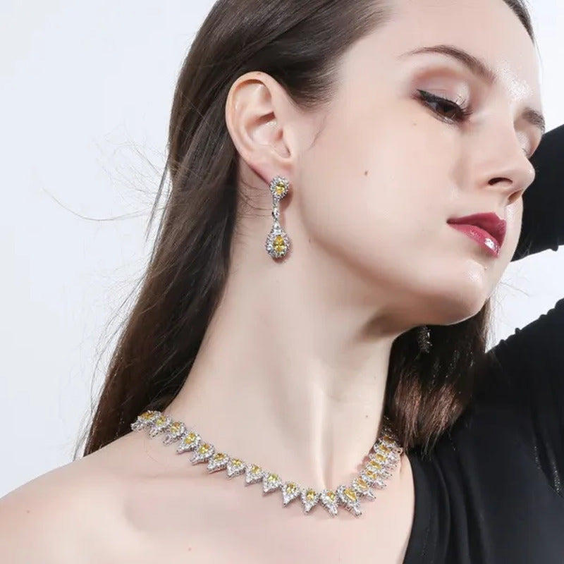 CANDICE White Gold Plating Sparkling Cubic Zirconia Diamond Choker Necklace Sets