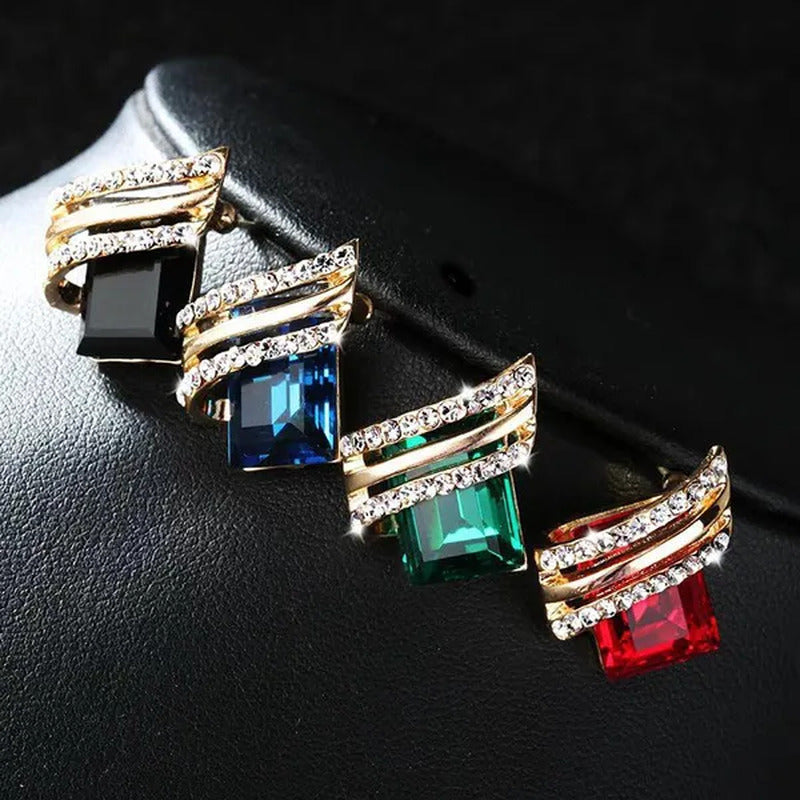 Fashion Temperament Women'S Cubic Zirconia Earrings Large Red Zircon Stud Earrin