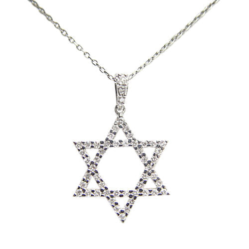DIAMOND ROUND BRILLIANT SHAPE JEWISH STAR DIAMOND PENDANT