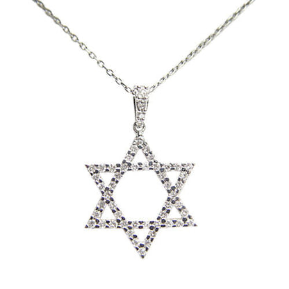 DIAMOND ROUND BRILLIANT SHAPE JEWISH STAR DIAMOND PENDANT