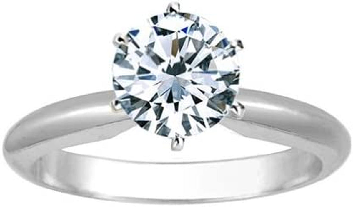 1/2 Carat round Cut Diamond Solitaire Engagement Ring 14K White Gold 6 Prong (J,