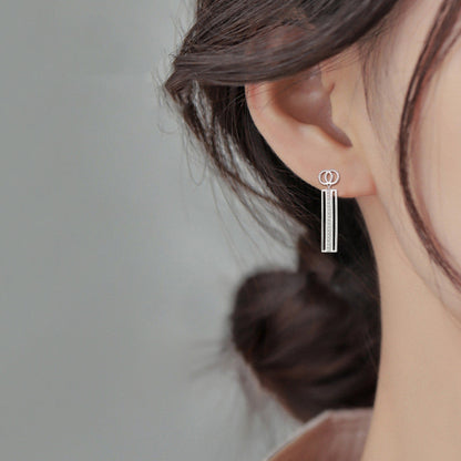 Fashion Personality Geometric Long Strip Earrings Female Temperament with Diamon