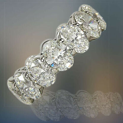 11.24 Carat Oval Shape Diamond Platinum Eternity Band Ring Anniversary Band