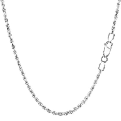 Sterling Silver Rhodium Plated Diamond Cut Rope Chain Necklace, 1,8Mm