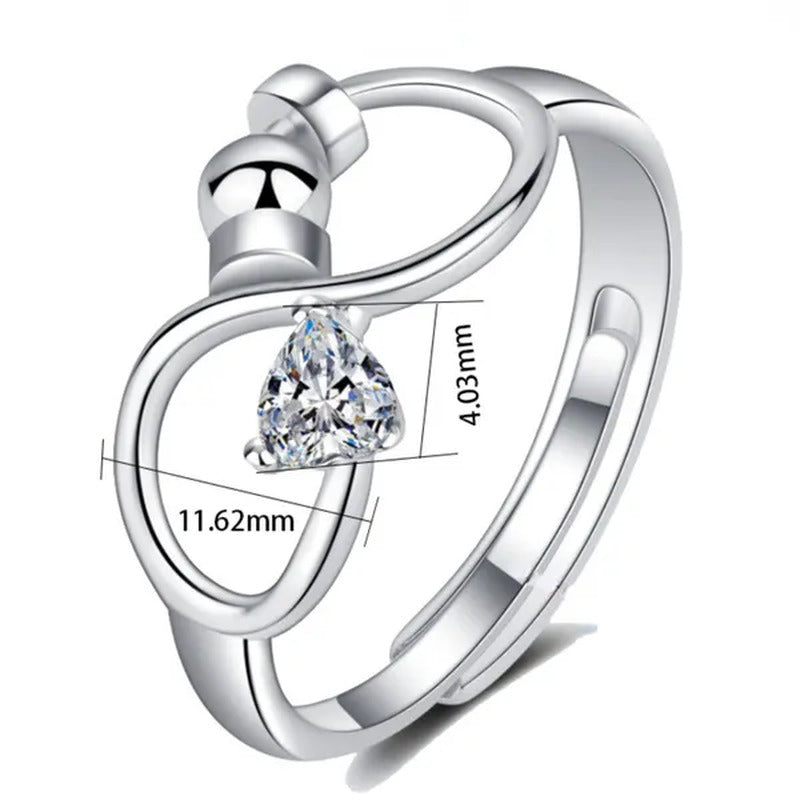 Fashion Accessories Women Jewelry Adjustable Ring Heart Ring Crystal Ring Births
