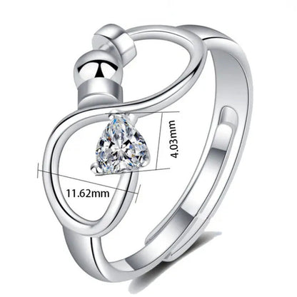 Fashion Accessories Women Jewelry Adjustable Ring Heart Ring Crystal Ring Births