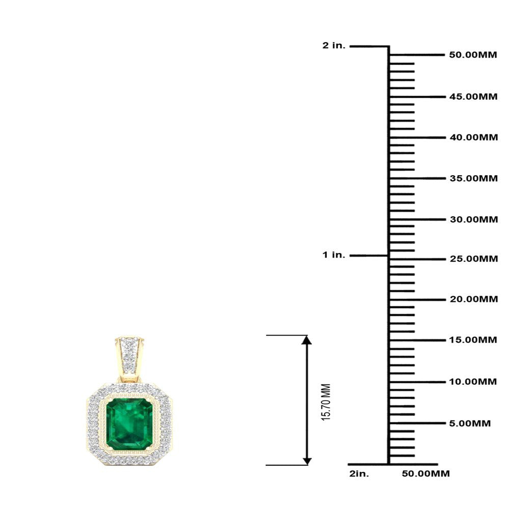 Imperial Gemstone 10K Yellow Gold Emerald Cut Emerald 1/10 CT TW Diamond Halo Ne
