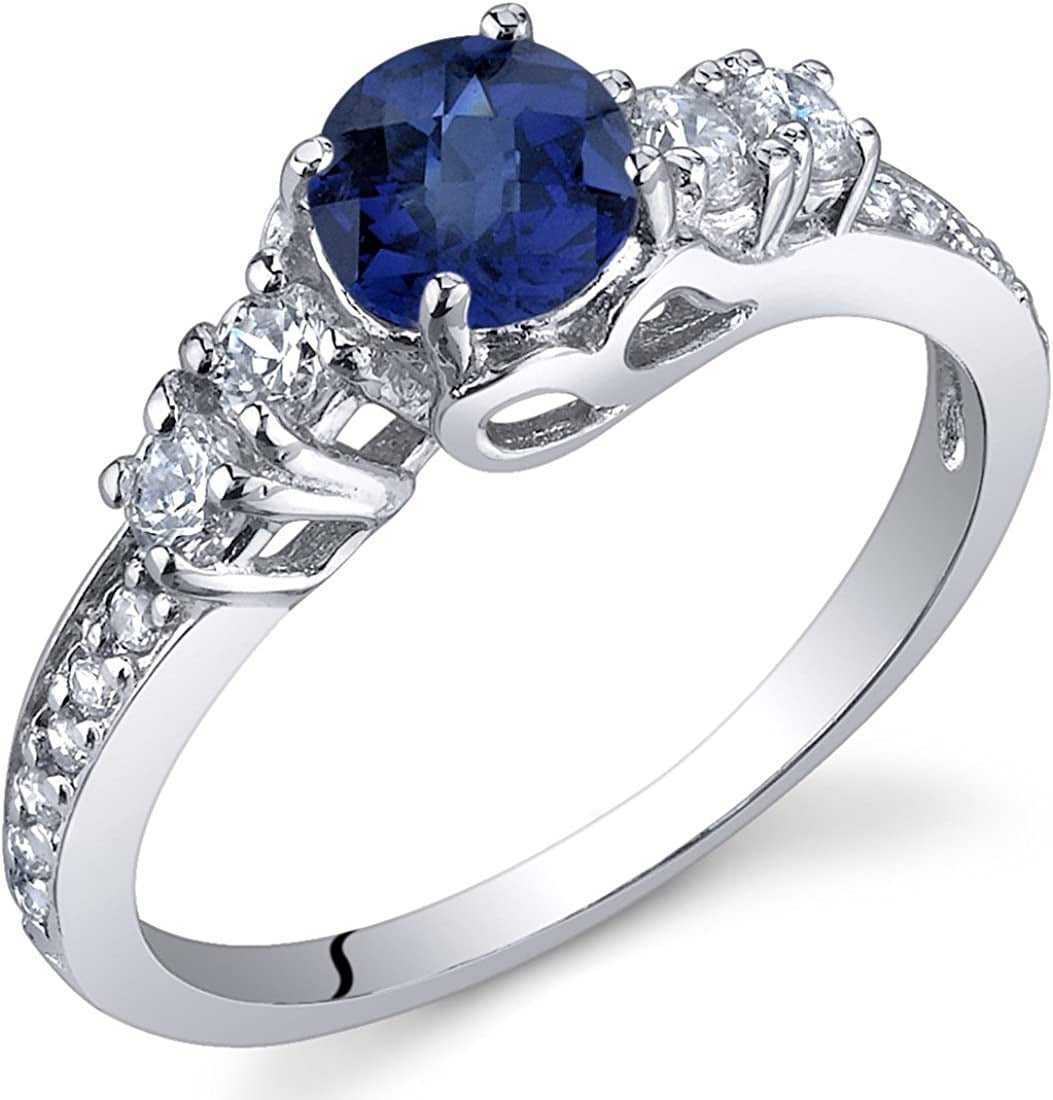 Created Blue Sapphire Women Ring 925 Sterling Silver, Enchanting Solstice Design