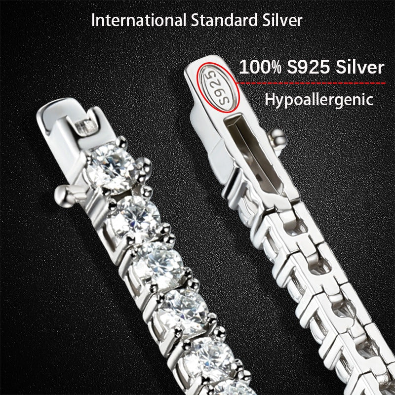 4Mm Moissanite Tennis Bracelets for Women 100% 925 Sterling Silver Gemstone