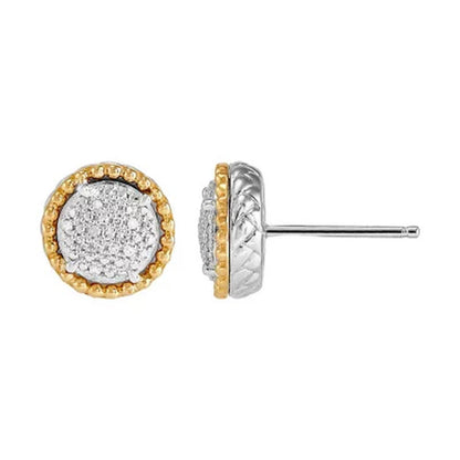 0.20 CT. T.W. Diamond Halo Pendant and Earring Set in Sterling Silver and 14K Ye