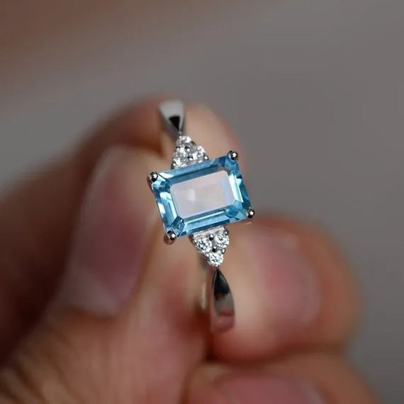 Exquisite Women'S 925 Sterling Silver Ring Princess Cut Mystic Rainbow Topaz Eng