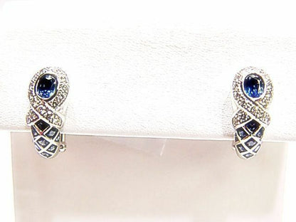 PAIR OF EARRING SET WITH OVAL AND ROUND SHAPE LIGHT BLUE SAPPHIRE ROUND SHAPE