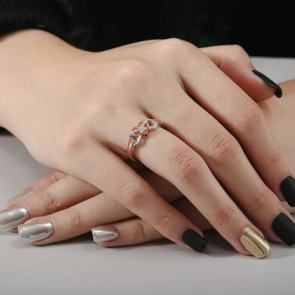 Delysia Kinghigh-Quality Exquisite Two-Color Rose Gold/Black Filled Ring Female