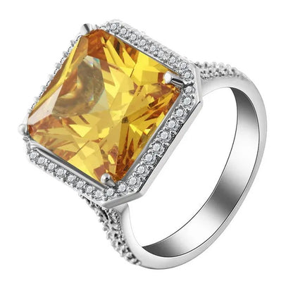 Women Jewelry Natural Citrine Gemstone 925 Sterling Silver Wedding Ring