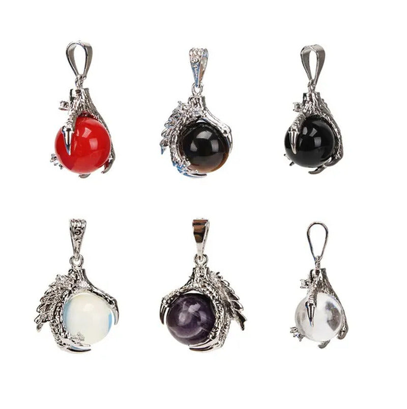 Natural Stone Dragon Claw Pendants for Necklace Pink Quartz Tiger Eye Lapis Lazu