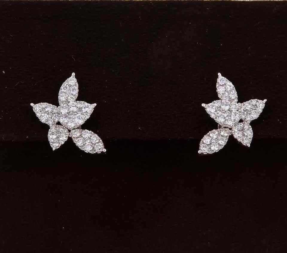 Classic Diamond Gold Cluster Earrings
