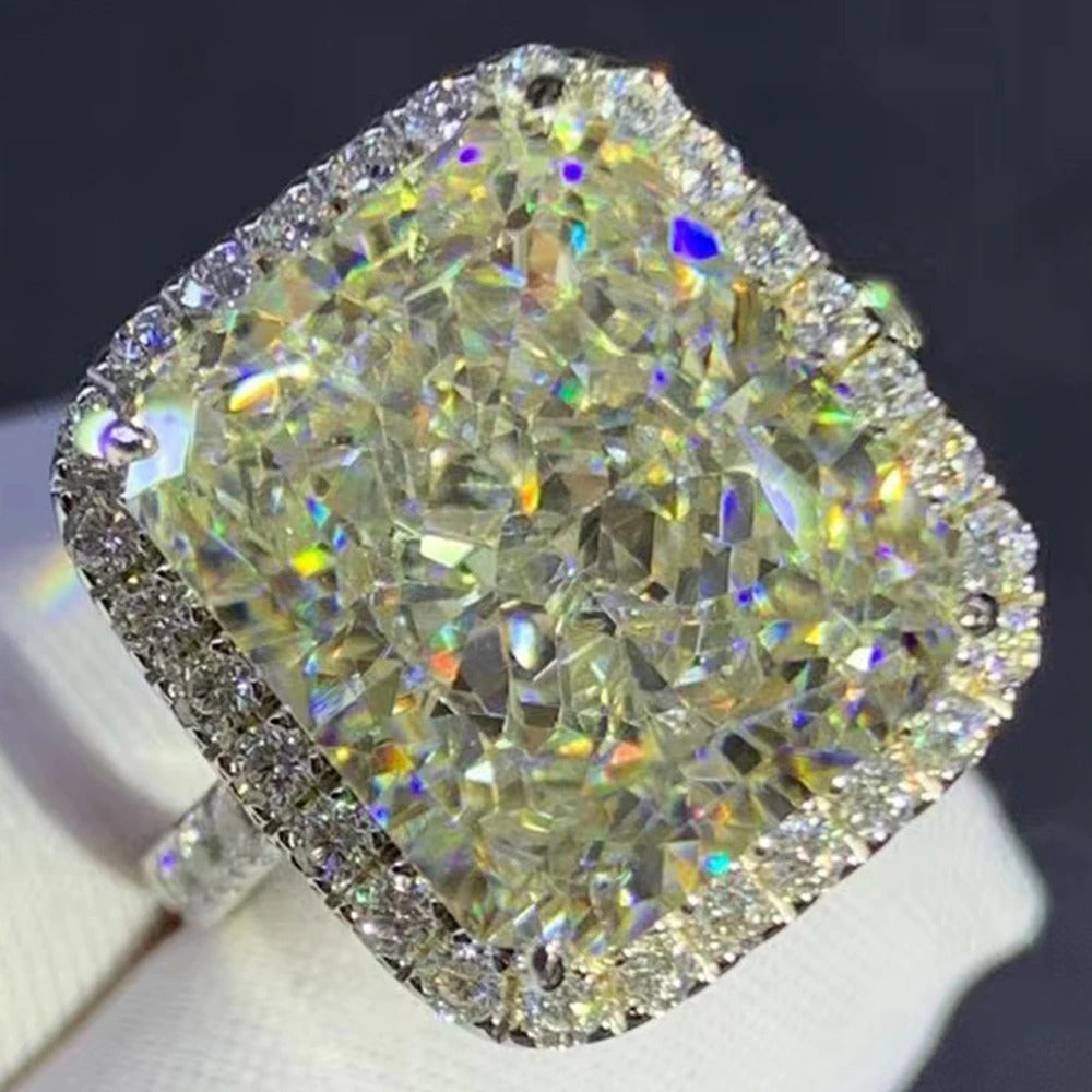 Luxurious Real 925 Sterling Silver 3EX Radiant Cut 8CT VVS D Color Created