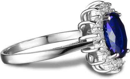 Princess Diana Kate Middleton Class Gemstone Birthstone Sapphire Halo Engagement