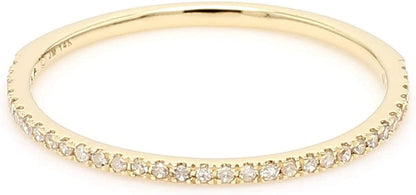 1/10 Cttw 14K Gold Dainty Half Band Natural Diamond Wedding Anniversary Ring (G-