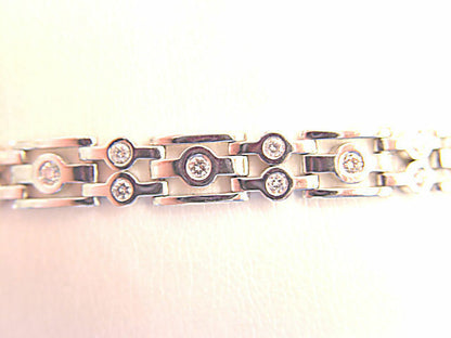 MENS ROUND BRILLIANT CUT DIAMOND BEZEL SET LINK BRACELET