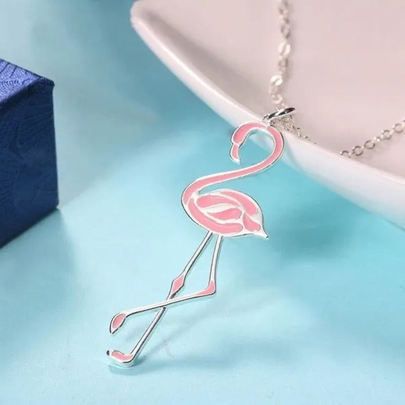 Romantic Elegant Engagement Wedding Linkchain Animal Shape Flamingo Pendant Neck