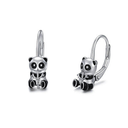 Panda Hoop Earrings 925 Sterling Silver Small Huggie Hoop Animal Earrings for Se