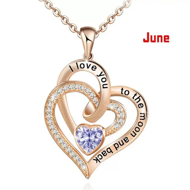 Ladies Heart-Shaped Necklace Plated 925 Sterling Silver Birthday Jewelry I Love