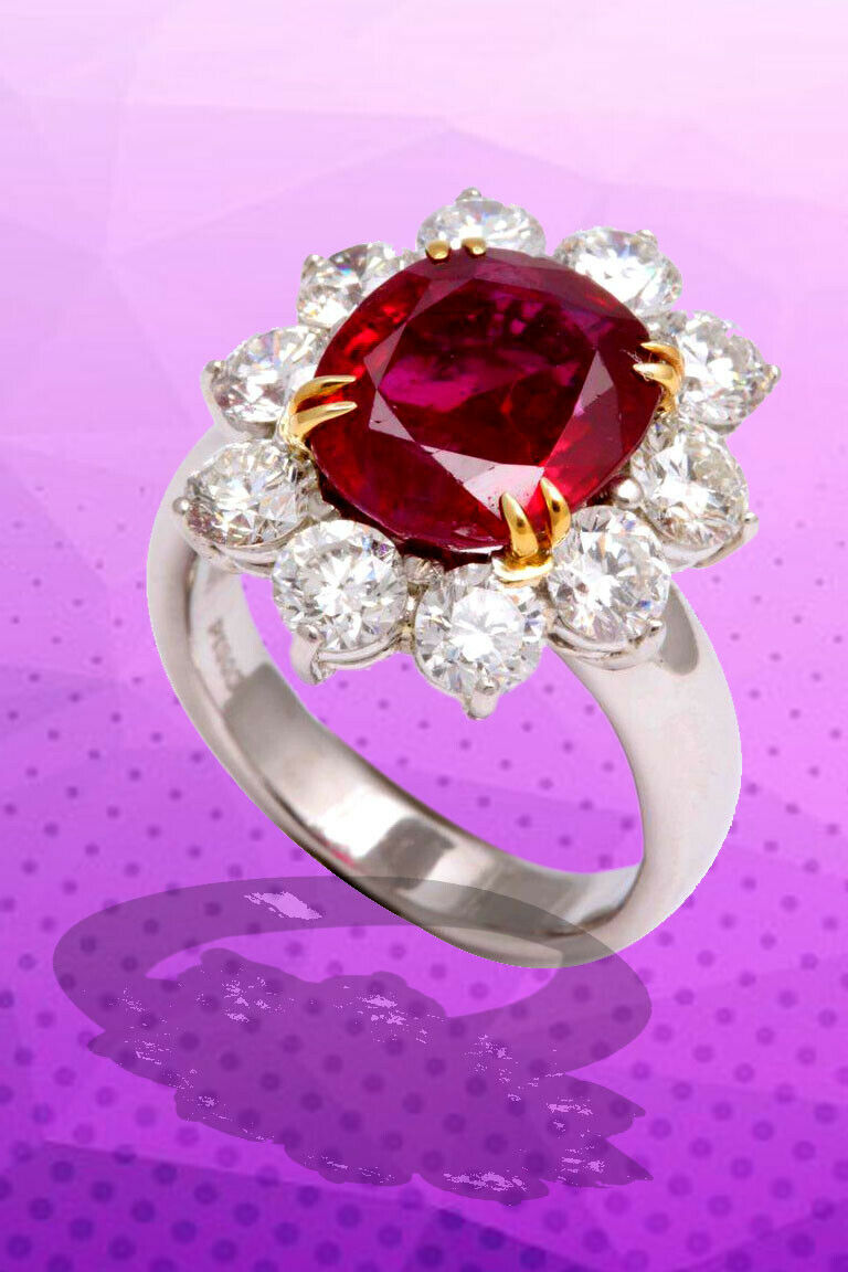 No Heat Burma Ruby Diamond Ring
