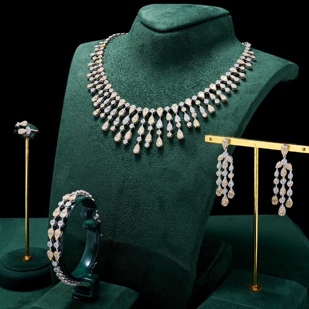 Elegant Necklace Set Cubic Zirconia Jewelry for Women Anniversary Dubai Bridal