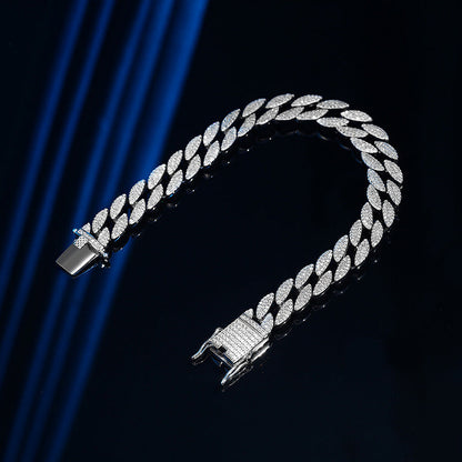Cuban Bracelet Men'S Sterling Silver with Diamonds