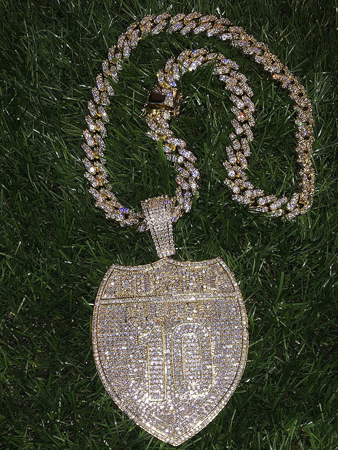 Mens 14K Gold Finish 13Mm Miami Cuban Link Chain Choker Freeway I10 Street Calif