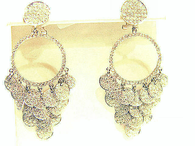 DIAMOND EARRING ROUND BRILLIANT PAVE PRONG SET DANGLE 8.80 CT 18 K F VS1/2