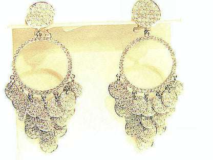 DIAMOND EARRING ROUND BRILLIANT PAVE PRONG SET DANGLE 8.80 CT 18 K F VS1/2