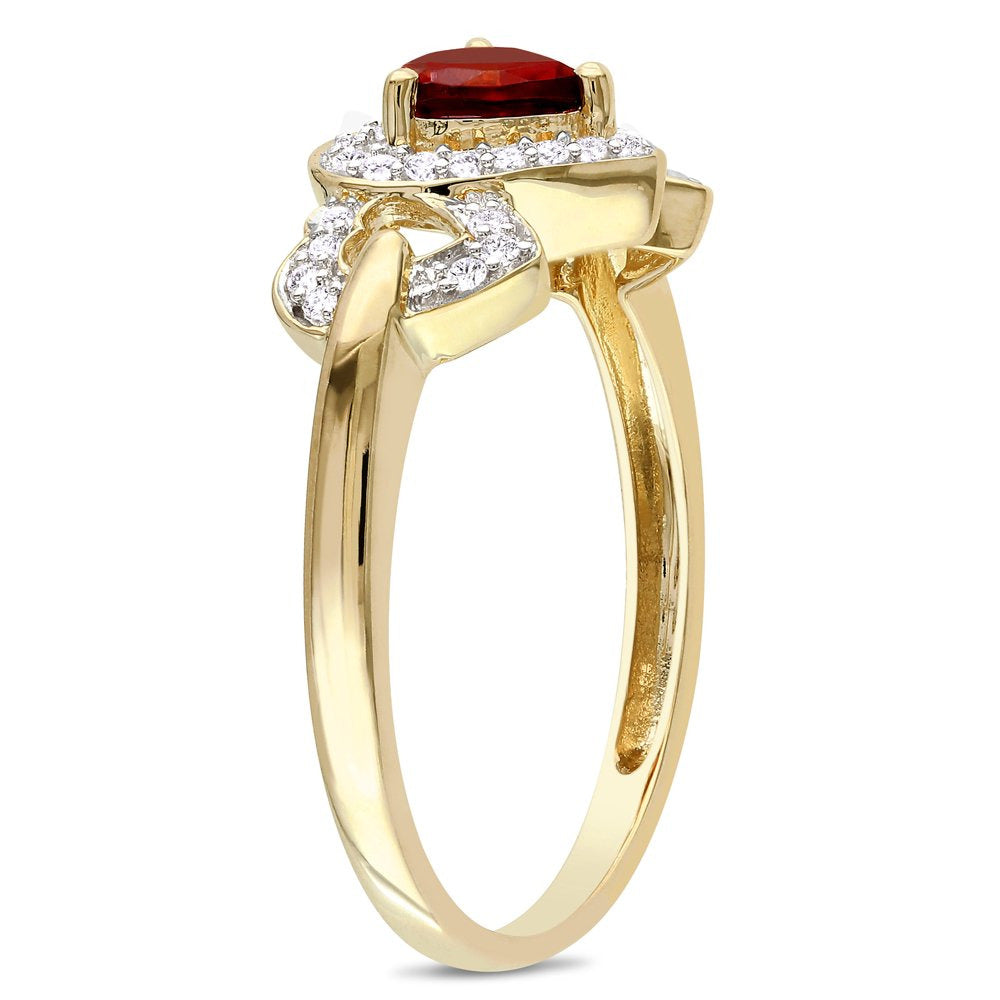 Miabella Women'S 1/2 Carat T.G.W. Heart-Shape Garnet and 1/8 Carat T.G.W. Round-