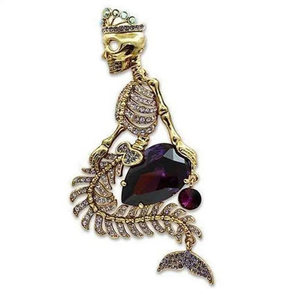 Alamode LO2412 Gold White Metal Brooches with AAA Grade CZ, Amethyst